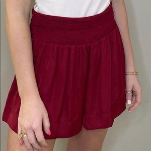 TCEC Burgundy Smocked High Waist Shorts NWT